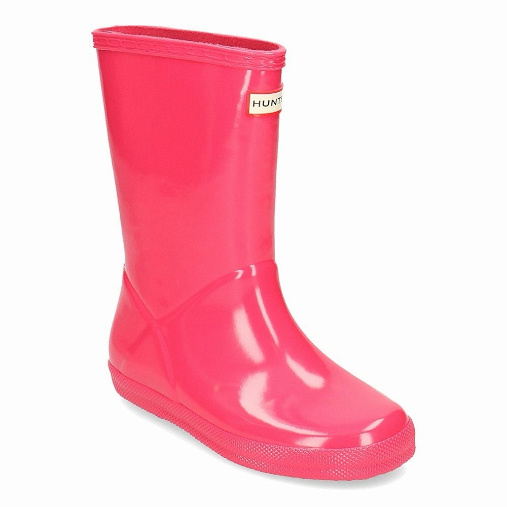 Hunter Kids Bright Pink Gloss Boots